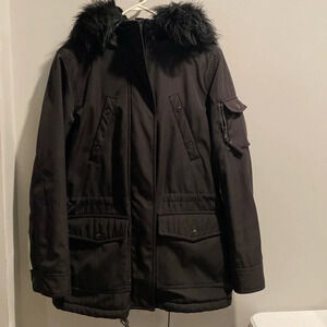 S13 New York‎ Hooded Jacket Faux Fur Lined Women's Winter Coat Size Small